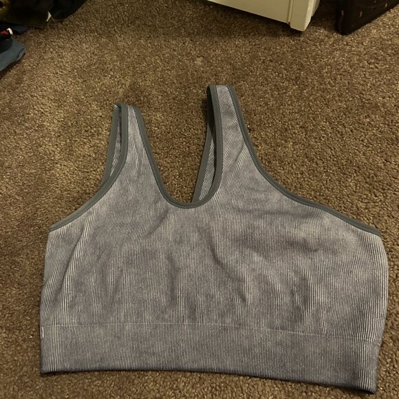 FABLETICS Christa Asymmetric Low-Impact Ribbed Sports Bra - Raincloud - Medium - Picture 2 of 4